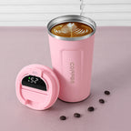 LMXA Aura-Termo Smart Thermal Mug – 304 Stainless Steel Vacuum Insulated Coffee Cup with Touch LED Temperature Display, Airtight Spill-Proof Lid, and Non-Slip Rubber Base