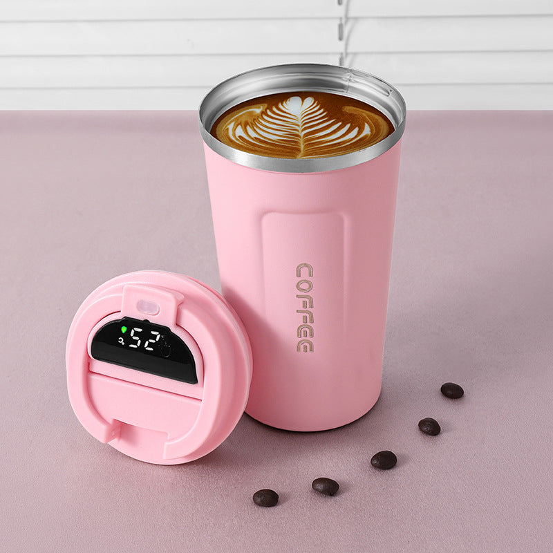LMXA Aura-Termo Smart Thermal Mug – 304 Stainless Steel Vacuum Insulated Coffee Cup with Touch LED Temperature Display, Airtight Spill-Proof Lid, and Non-Slip Rubber Base