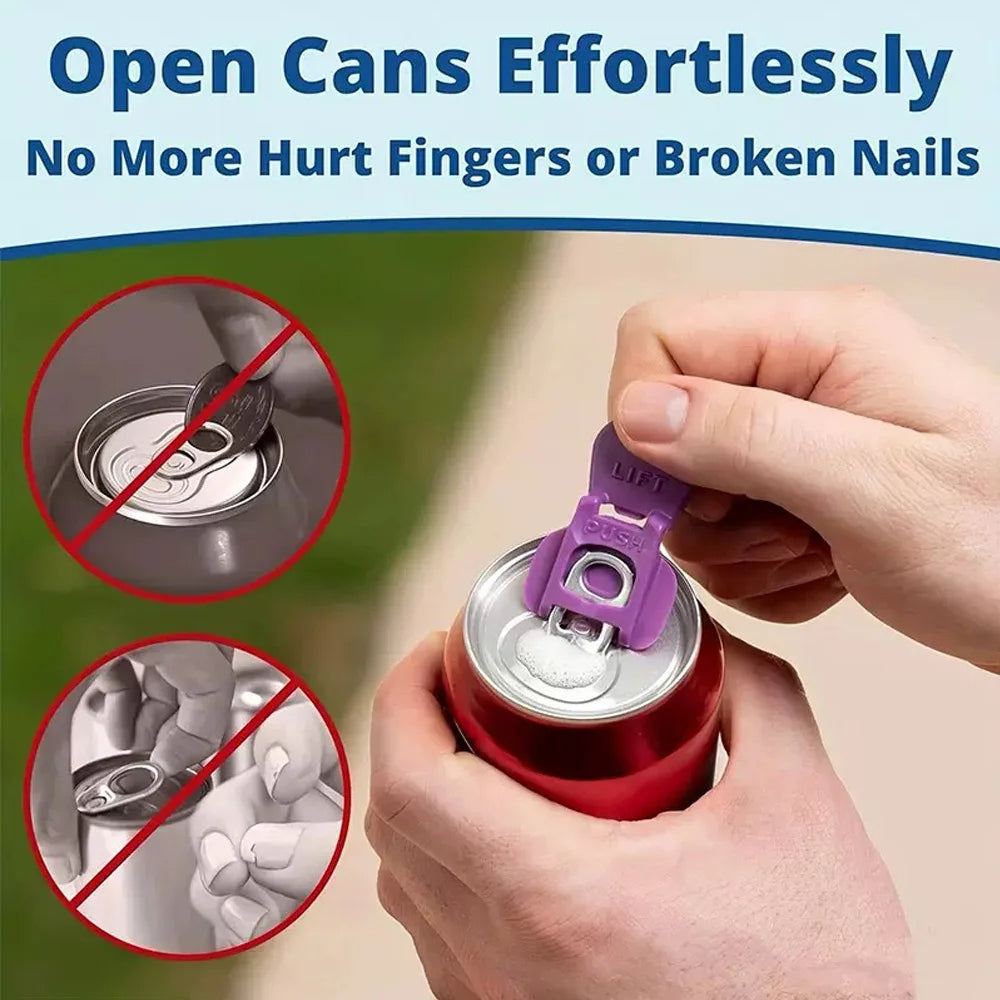 LMXA Easy-Snap Soda Can Lid Opener – 6-Pack Ergonomic Pull-Tab Leverage Aid, Hygienic Fly Shield, and Colorful Drink Markers for Standard & Slim Cans