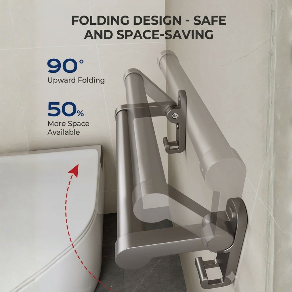 LMXA Mag-Glide Foldable Bathroom Handle for Independent Seniors and Limited Mobility