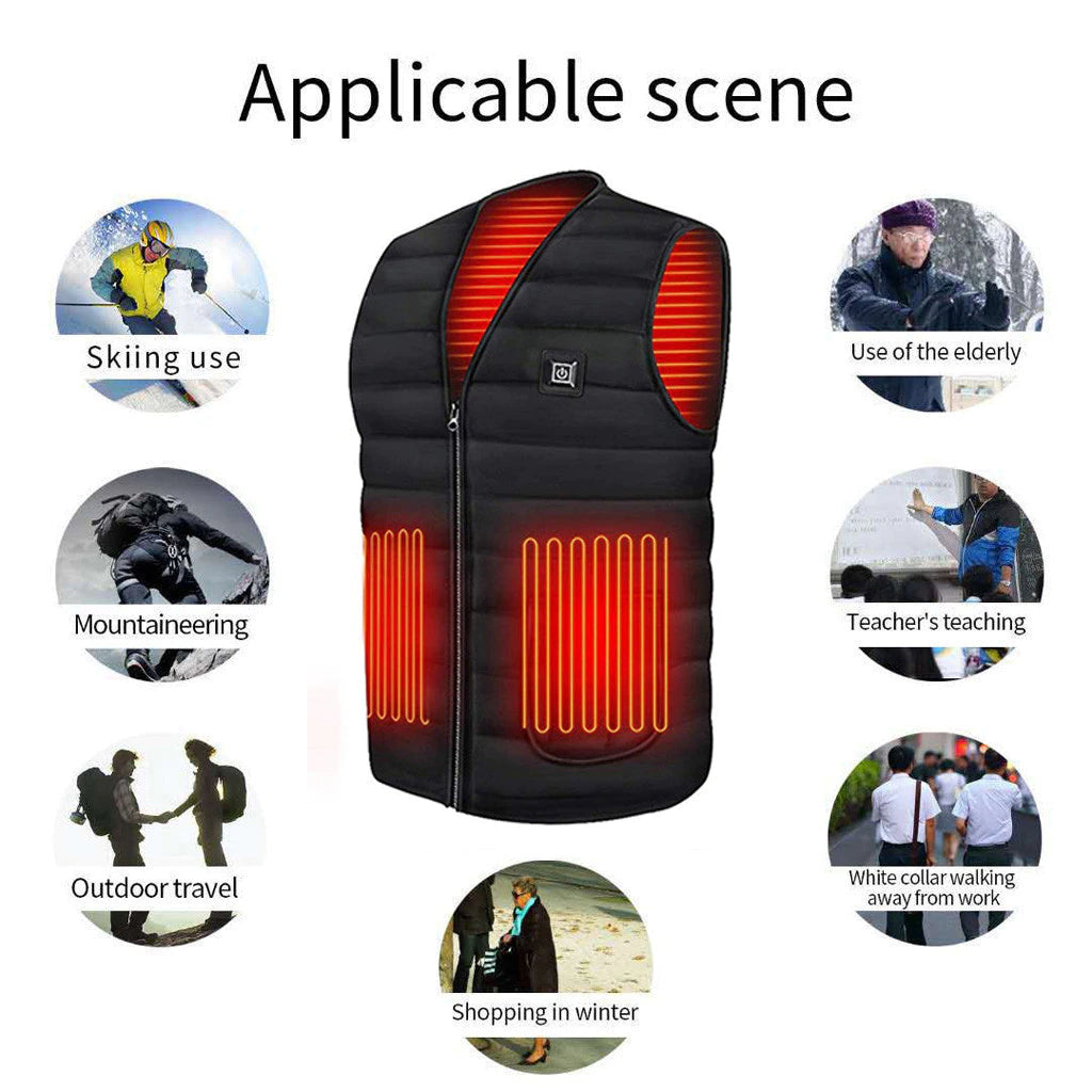 LMXA Core-Warmth Battery-Heated Softshell Vest – Lightweight 3-Zone Electric Warming Body Warmer with 3 Heat Settings & Rechargeable Power Bank