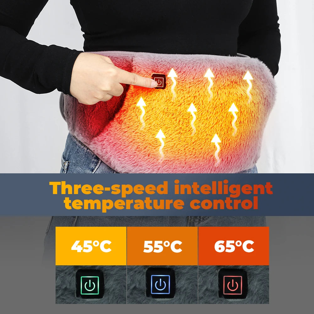 LMXA Velvet-Sooth Electric Heating Waist Belt – 2-in-1 USB Powered Heat Therapy Wrap & Hand Warmer Pocket for Period Cramps, Back Pain, and Joint Stiffness