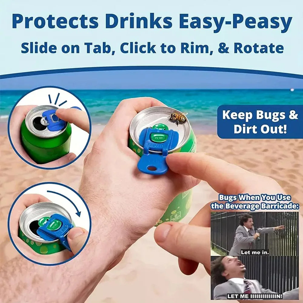 LMXA Easy-Snap Soda Can Lid Opener – 6-Pack Ergonomic Pull-Tab Leverage Aid, Hygienic Fly Shield, and Colorful Drink Markers for Standard & Slim Cans