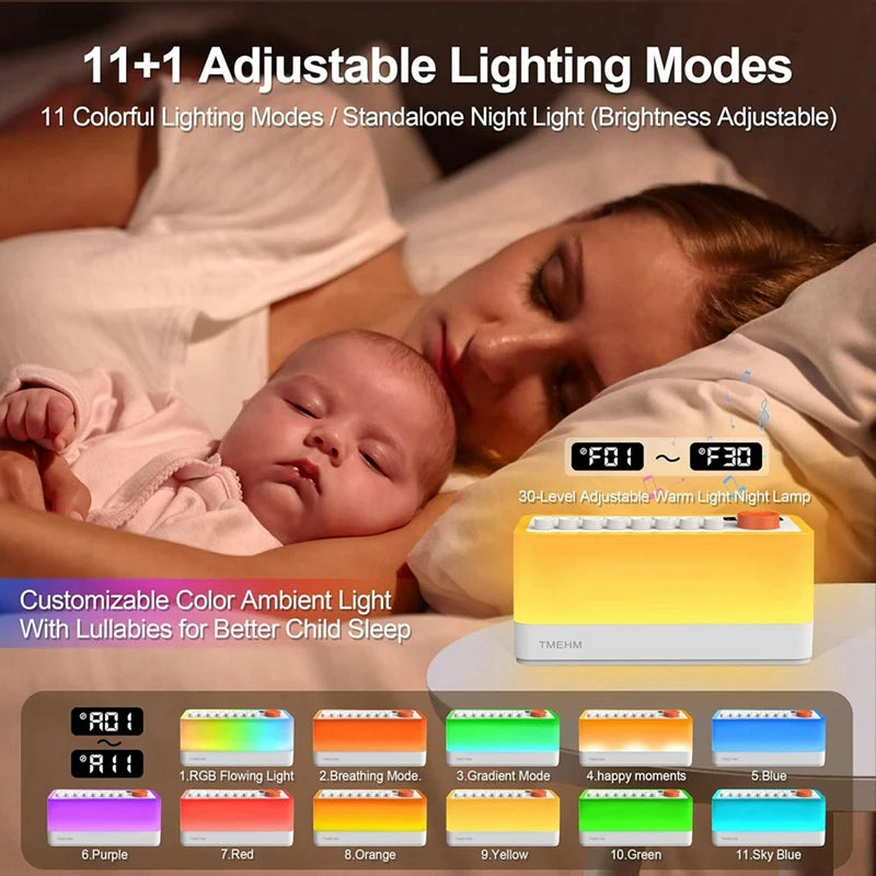LMXA Aura-Sync Ambient Sound Machine – Rechargeable Bluetooth Sleep Aid with 8 Calming Nature Tones, Adjustable Breathing Light Therapy, and Smart Auto-Off Timer