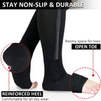 LMXA Comfort-Glide Zipper Compression Socks – 15-20 mmHg Knee-High Graduated Support Stockings for Circulation, Edema, and Limited Mobility