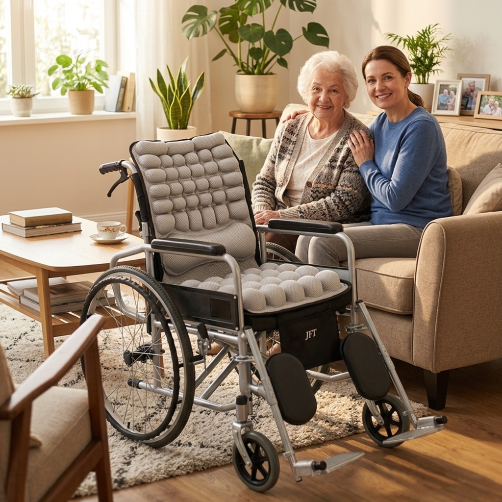 LMXA AeroLift Pro+ Integrated Orthopedic Wheelchair System – Silver-Ion Bio-Tech with Dedicated Lumbar Support & Dual-Pump Technology