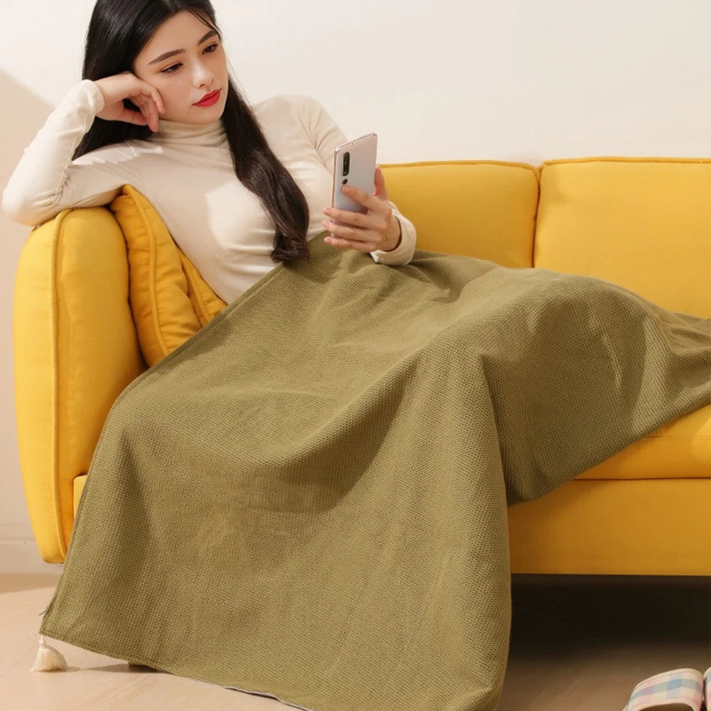 LMXA Aero-Fleece Wearable Heated Blanket Shawl – 8-Zone USB Powered Electric Body Warmer Cape with 3 Heat Levels, Secure Zipper & Machine Washable Design