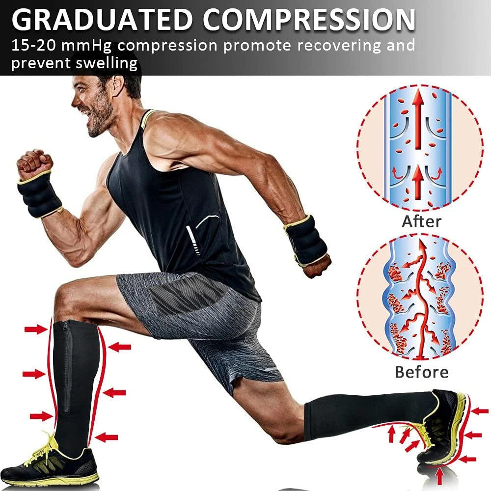 LMXA Comfort-Glide Zipper Compression Socks – 15-20 mmHg Knee-High Graduated Support Stockings for Circulation, Edema, and Limited Mobility