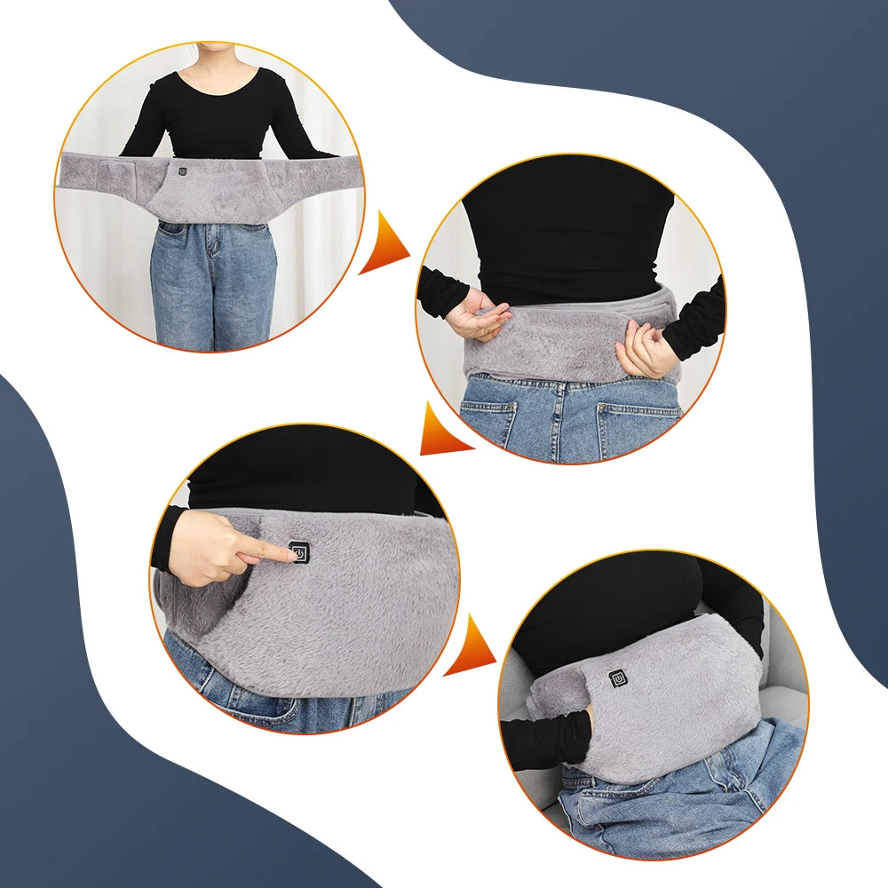 LMXA Velvet-Sooth Electric Heating Waist Belt – 2-in-1 USB Powered Heat Therapy Wrap & Hand Warmer Pocket for Period Cramps, Back Pain, and Joint Stiffness