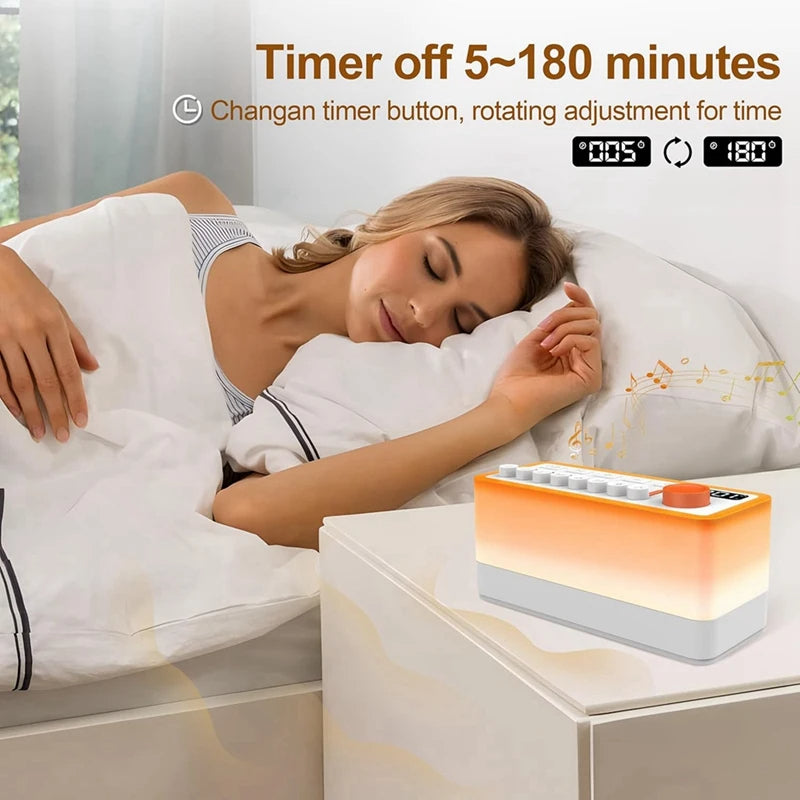LMXA Aura-Sync Ambient Sound Machine – Rechargeable Bluetooth Sleep Aid with 8 Calming Nature Tones, Adjustable Breathing Light Therapy, and Smart Auto-Off Timer
