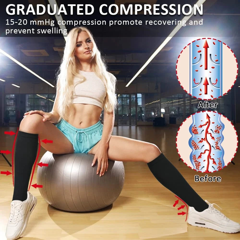 LMXA Comfort-Glide Zipper Compression Socks – 15-20 mmHg Knee-High Graduated Support Stockings for Circulation, Edema, and Limited Mobility