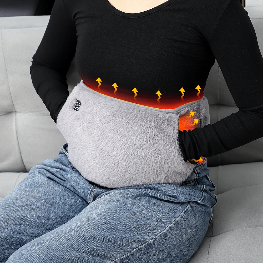 LMXA Velvet-Sooth Electric Heating Waist Belt – 2-in-1 USB Powered Heat Therapy Wrap & Hand Warmer Pocket for Period Cramps, Back Pain, and Joint Stiffness
