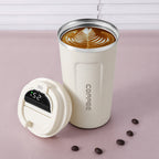 LMXA Aura-Termo Smart Thermal Mug – 304 Stainless Steel Vacuum Insulated Coffee Cup with Touch LED Temperature Display, Airtight Spill-Proof Lid, and Non-Slip Rubber Base