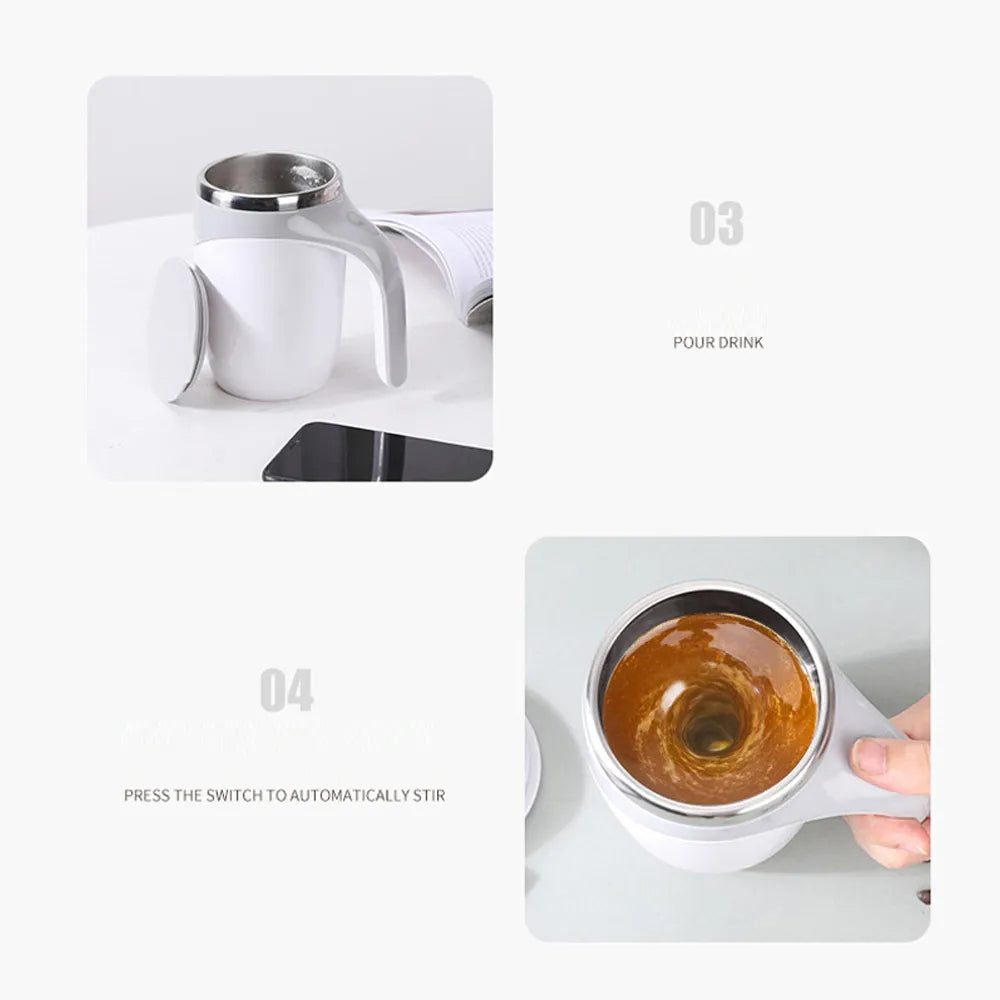 LMXA Mag-Pulse Electric Mixing Cup – Cordless Rechargeable Self-Stirring Mug with Magnetic Fixed Rotor and Stainless Steel Insulation for Protein, Coffee, and Supplements