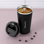 LMXA Aura-Termo Smart Thermal Mug – 304 Stainless Steel Vacuum Insulated Coffee Cup with Touch LED Temperature Display, Airtight Spill-Proof Lid, and Non-Slip Rubber Base