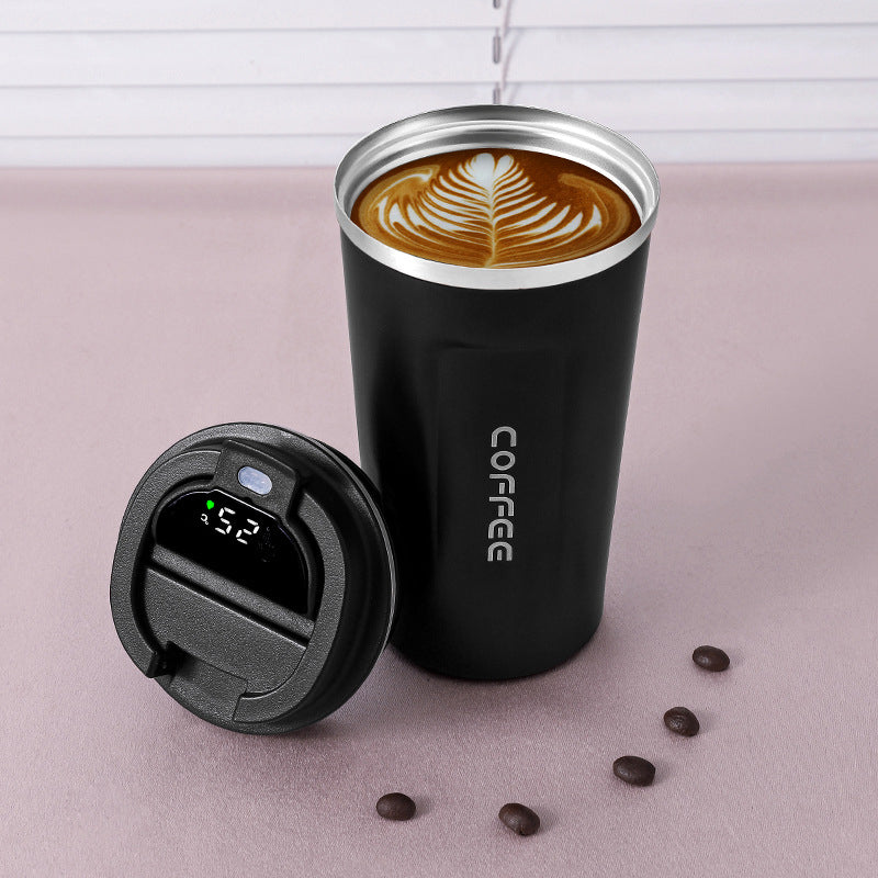 LMXA Aura-Termo Smart Thermal Mug – 304 Stainless Steel Vacuum Insulated Coffee Cup with Touch LED Temperature Display, Airtight Spill-Proof Lid, and Non-Slip Rubber Base