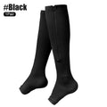 LMXA Comfort-Glide Zipper Compression Socks – 15-20 mmHg Knee-High Graduated Support Stockings for Circulation, Edema, and Limited Mobility
