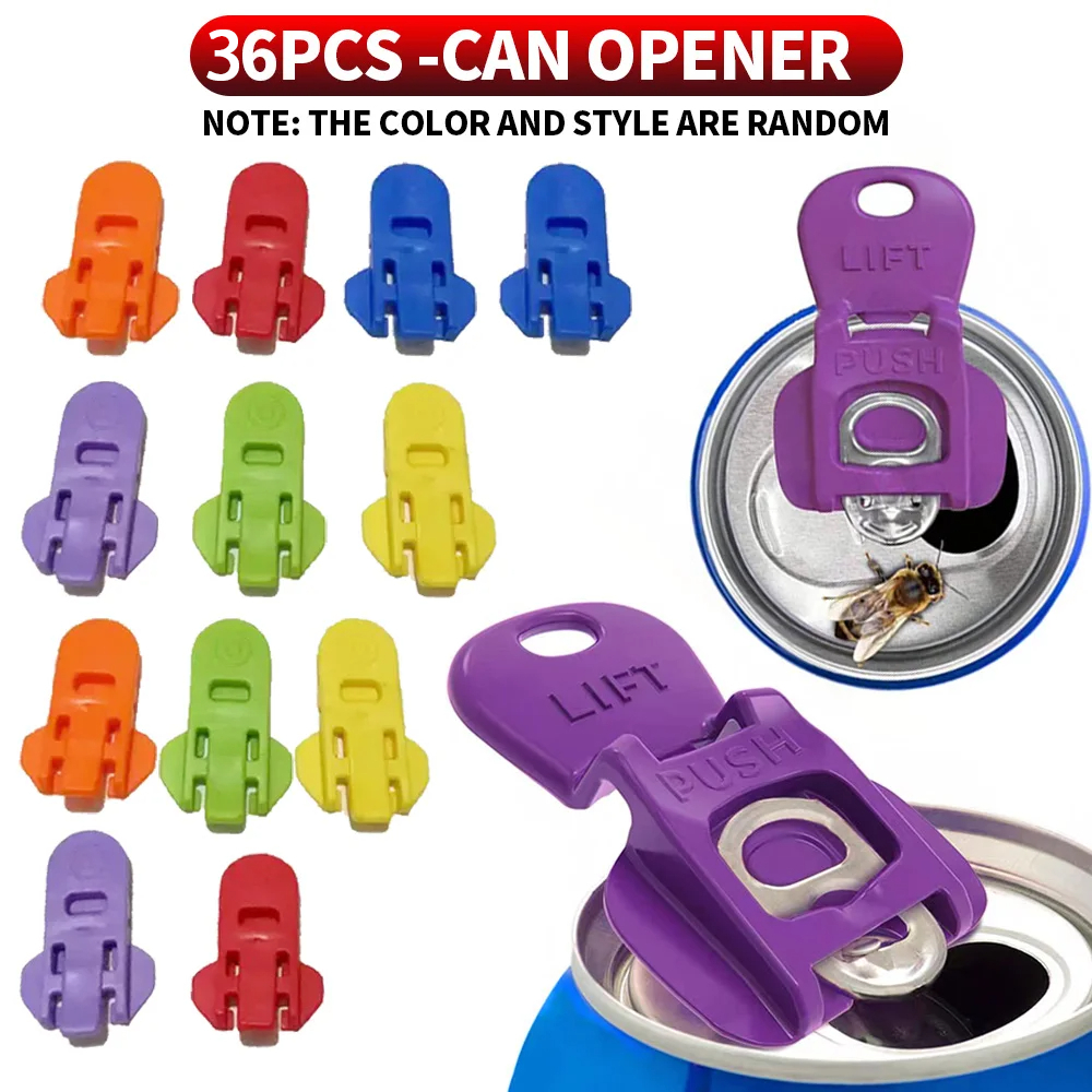 LMXA Easy-Snap Soda Can Lid Opener – 6-Pack Ergonomic Pull-Tab Leverage Aid, Hygienic Fly Shield, and Colorful Drink Markers for Standard & Slim Cans