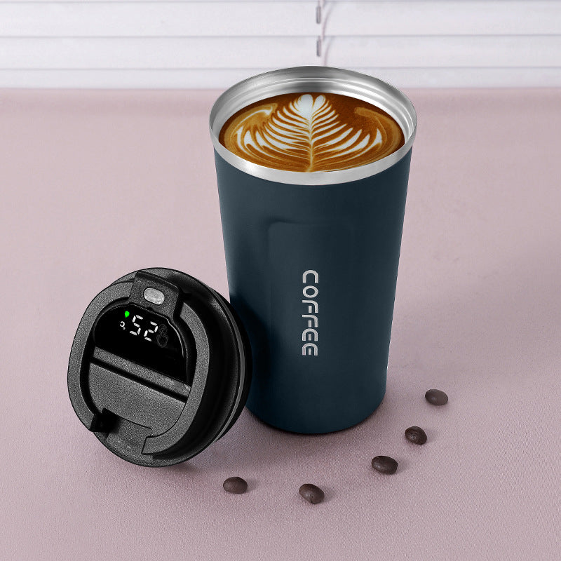 LMXA Aura-Termo Smart Thermal Mug – 304 Stainless Steel Vacuum Insulated Coffee Cup with Touch LED Temperature Display, Airtight Spill-Proof Lid, and Non-Slip Rubber Base