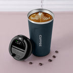 LMXA Aura-Termo Smart Thermal Mug – 304 Stainless Steel Vacuum Insulated Coffee Cup with Touch LED Temperature Display, Airtight Spill-Proof Lid, and Non-Slip Rubber Base