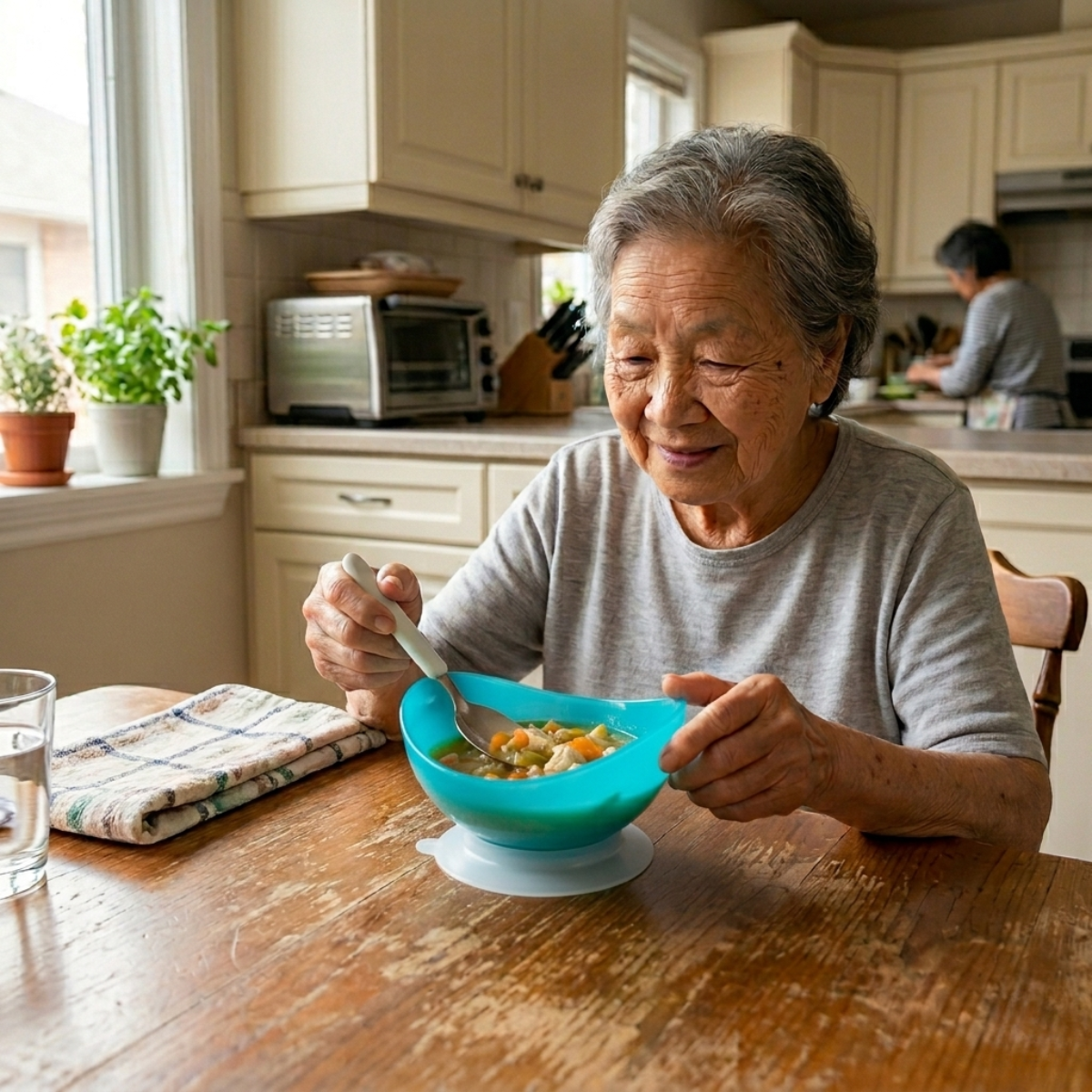 LMXA Adaptive Scoop Plate & Bowl – Anti-Slip Stable Base with High-Contour Overhang for Assisted or One-Handed Dining