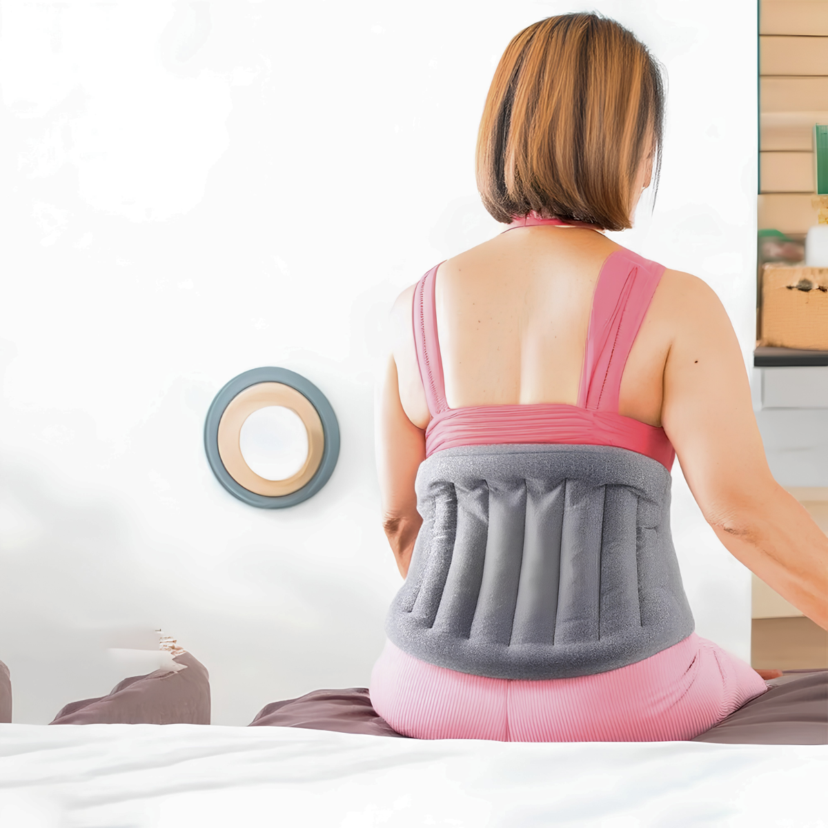 LMXA Microwaveable Lumbar & Stomach Heat Pad – Wearable Deep-Tissue Clay Bead Wrap with Adjustable Secure Fastener Strap