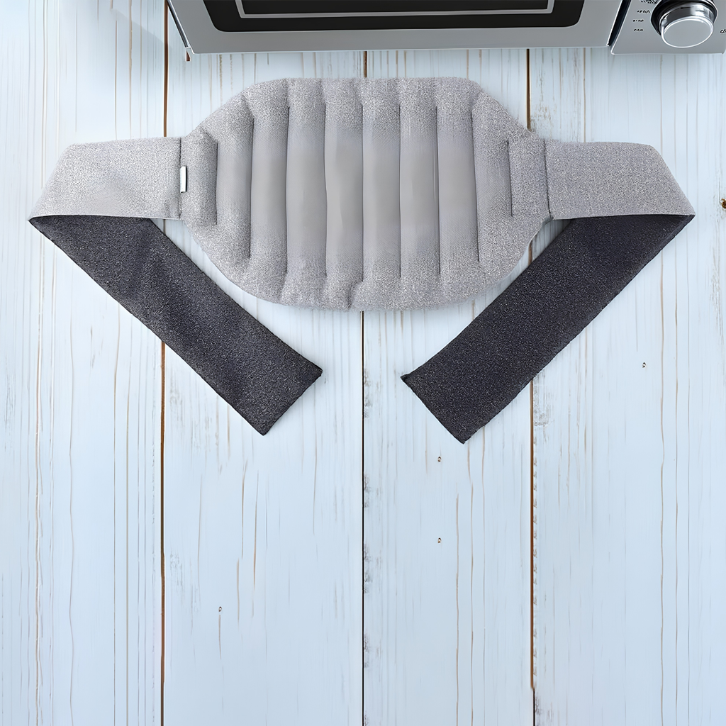LMXA Microwaveable Lumbar & Stomach Heat Pad – Wearable Deep-Tissue Clay Bead Wrap with Adjustable Secure Fastener Strap