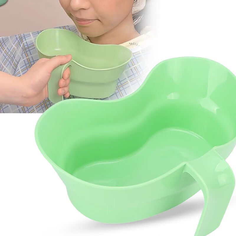 LMXA Comfort-Curve Bedside Rinse Cup – One-Handed Spit & Emesis Basin with Hanging Handle for Bedbound Care