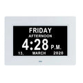LMXA ClearView Digital Calendar Clock in White, front view