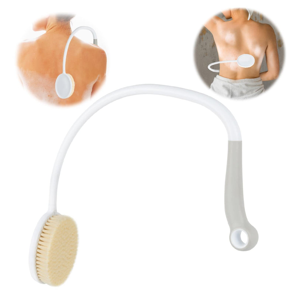 LMXA ReachEase Long Curved Back Shower Brush, full product view
