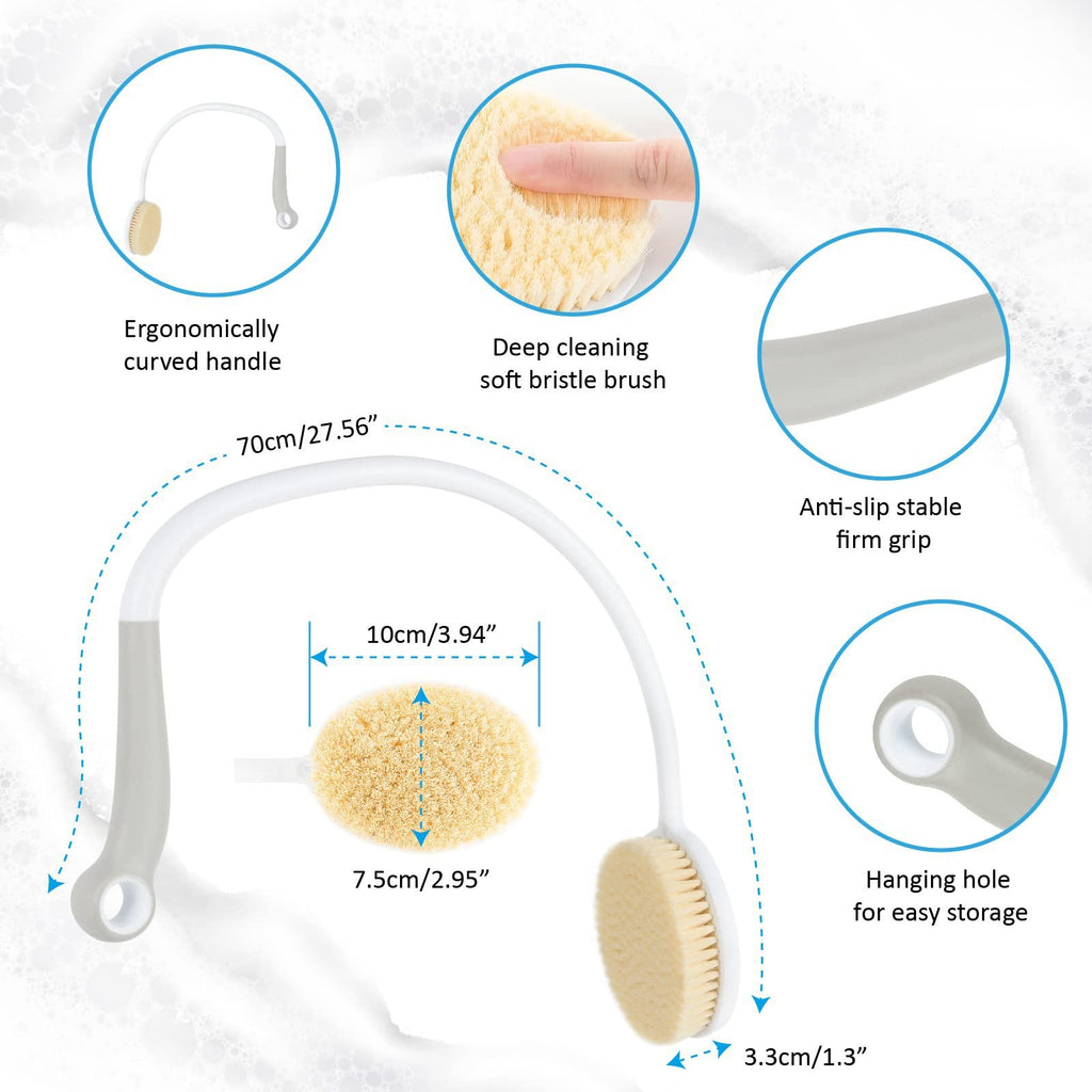 LMXA ReachEase Long Curved Back Shower Brush, dimension diagram