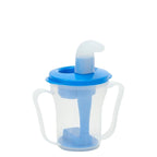 SteadySip Measured-Flow Drinking Cup in Blue, standalone product view