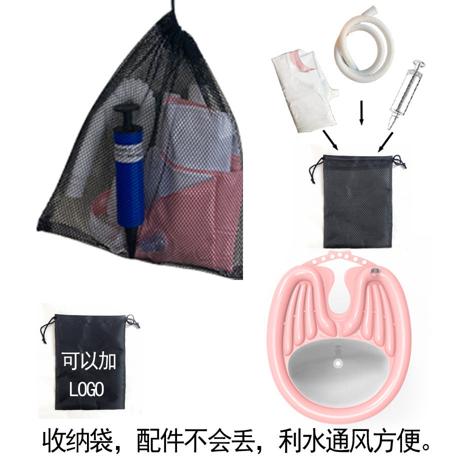 LMXA ComfortWash Inflatable Shampoo Basin in Pink, angled view