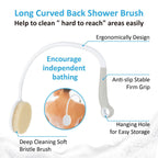 LMXA ReachEase Long Curved Back Shower Brush, feature overview