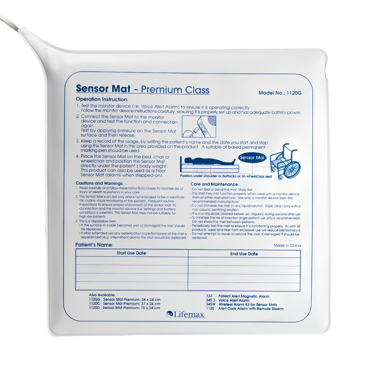 LMXA TFE smart pressure-sensing mat for bed-exit alerts
