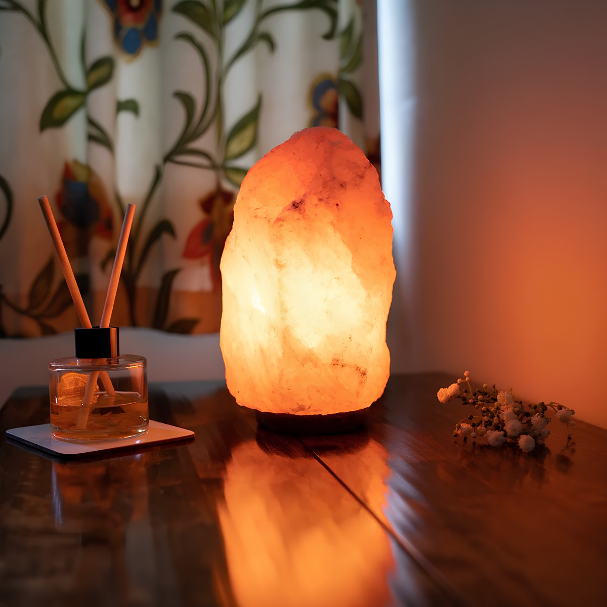 LMXA Genuine Himalayan Pink Salt Lamp – Hand-Sculpted 3kg–5kg Natural Crystal Rock Salt Light with Premium Solid Wood Base
