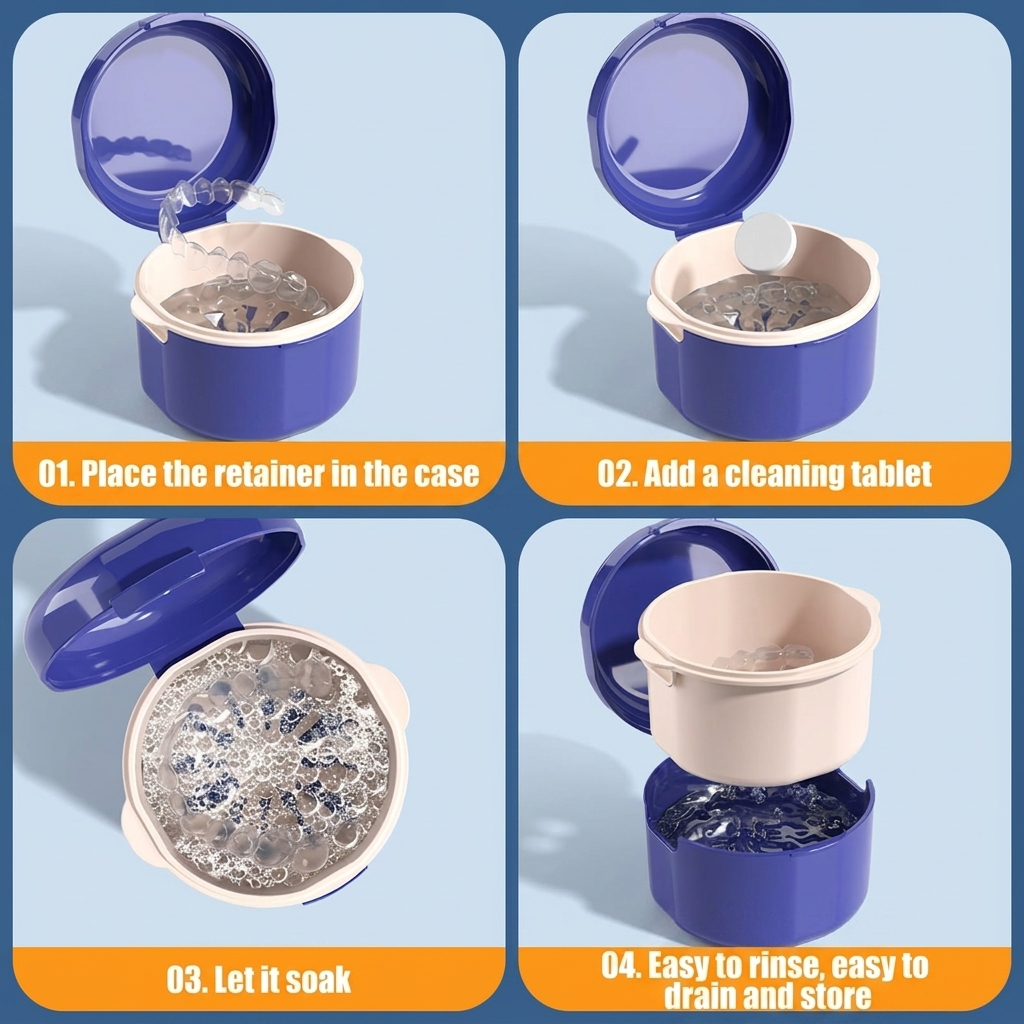 LMXA AeroVent Denture Case how-to-use 4-step guide