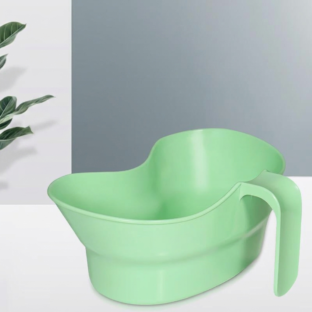 LMXA Comfort-Curve Bedside Rinse Cup showing rear hanging hook detail