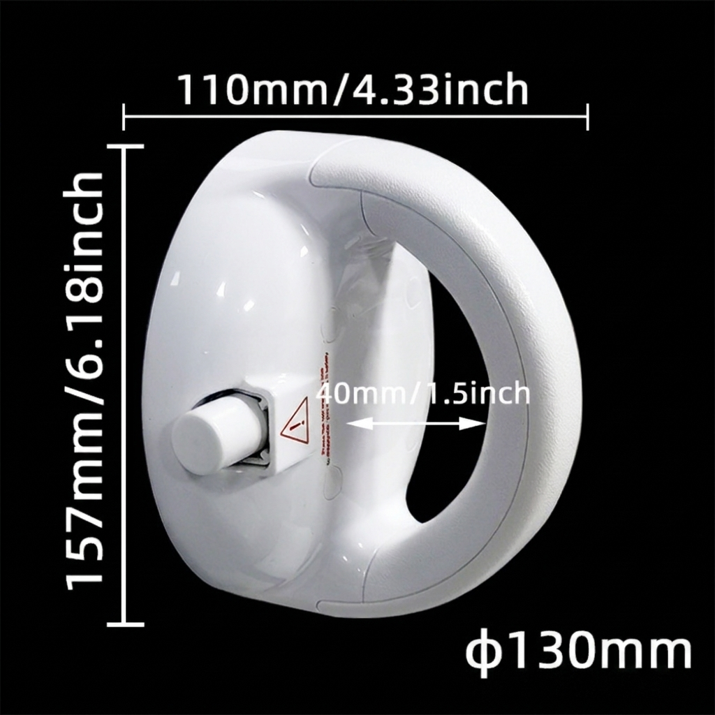 LMXA SteadyGrip Suction Bathroom Handle dimension diagram with size measurements