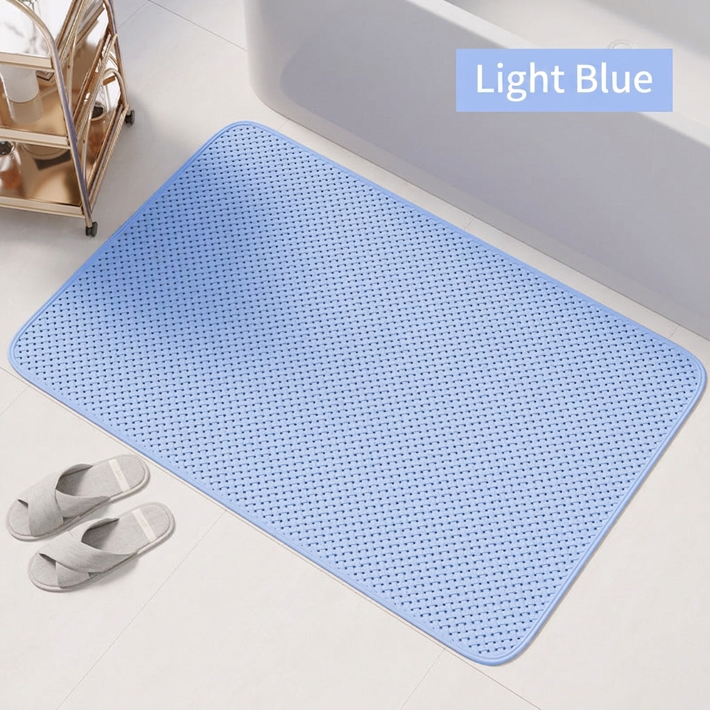 LMXA WeaveGrip Non-Slip Woven Bathroom Mat in Blue