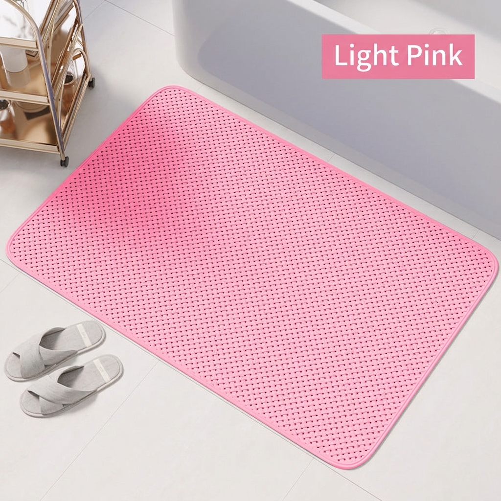 LMXA WeaveGrip Non-Slip Woven Bathroom Mat in Pink