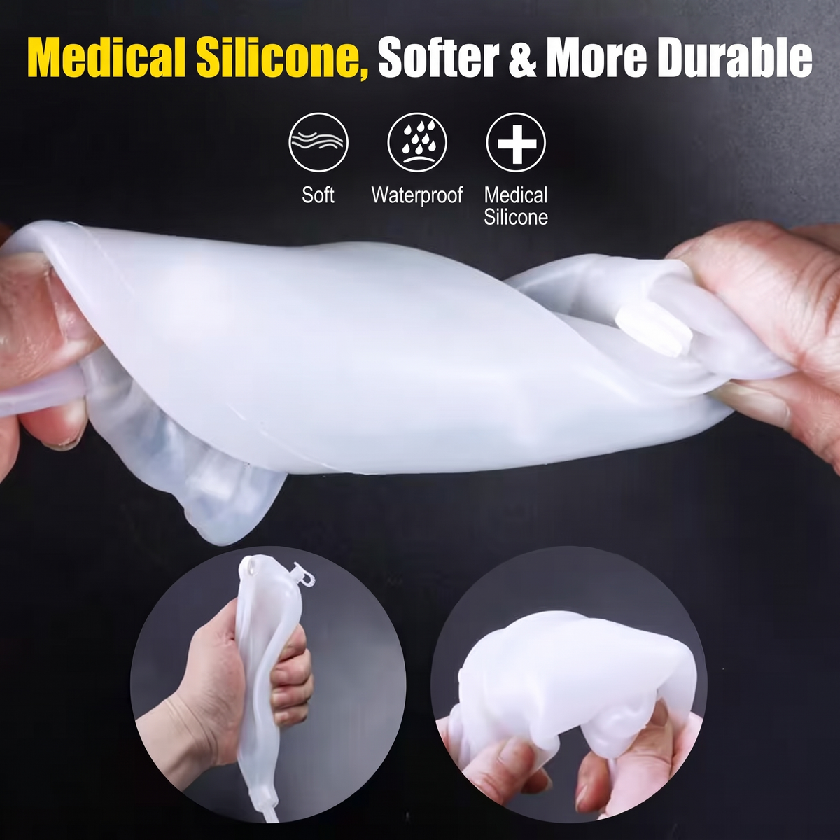 LMXA ComfortSeal Silicone Urine Collector, soft flexible silicone detail