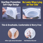 LMXA ComfortSeal Silicone Urine Collector, overflow-prevention design detail