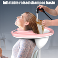 LMXA ComfortWash Inflatable Shampoo Basin in use, being washed while reclined