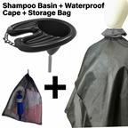 LMXA ComfortWash Inflatable Shampoo Basin bundle with waterproof cape