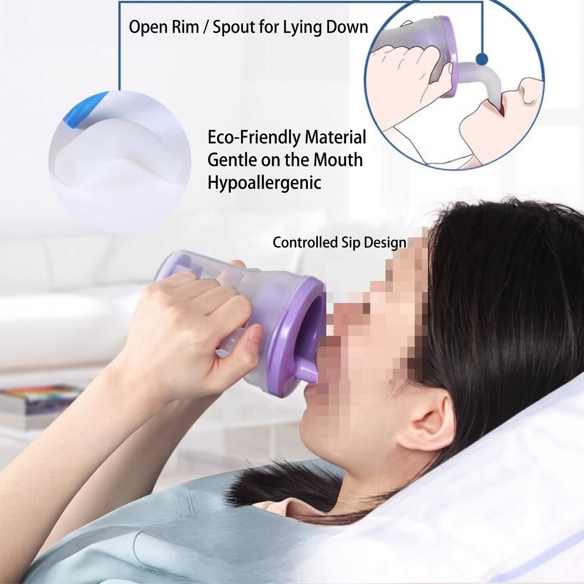 SteadySip Measured-Flow Drinking Cup, mouthpiece and material detail