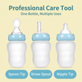 FeedEase Squeeze Feeding Bottle, three interchangeable tips overview
