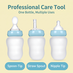 FeedEase Squeeze Feeding Bottle, three interchangeable tips overview