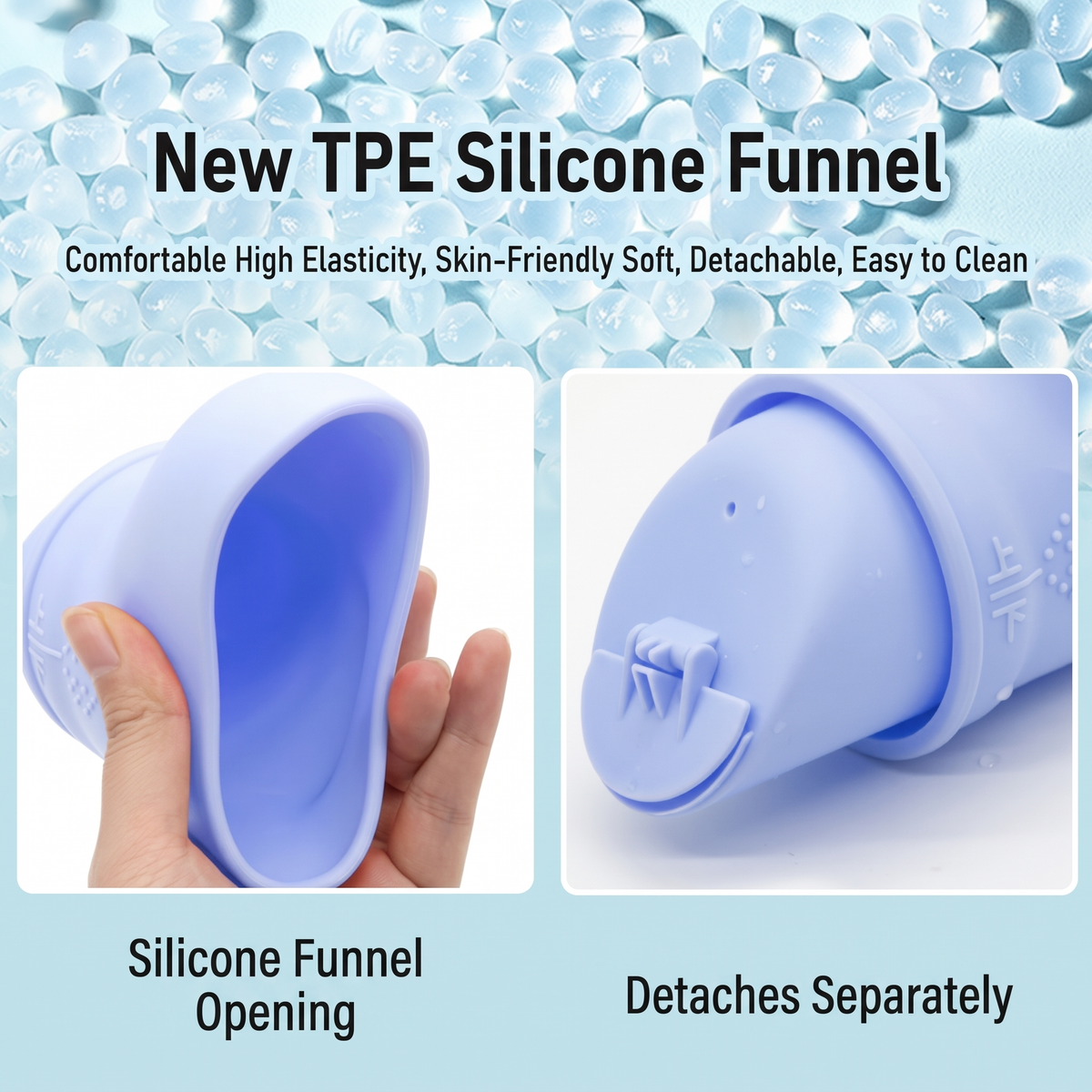ComfortFit Women's Bedside Urinal, TPE silicone funnel detail