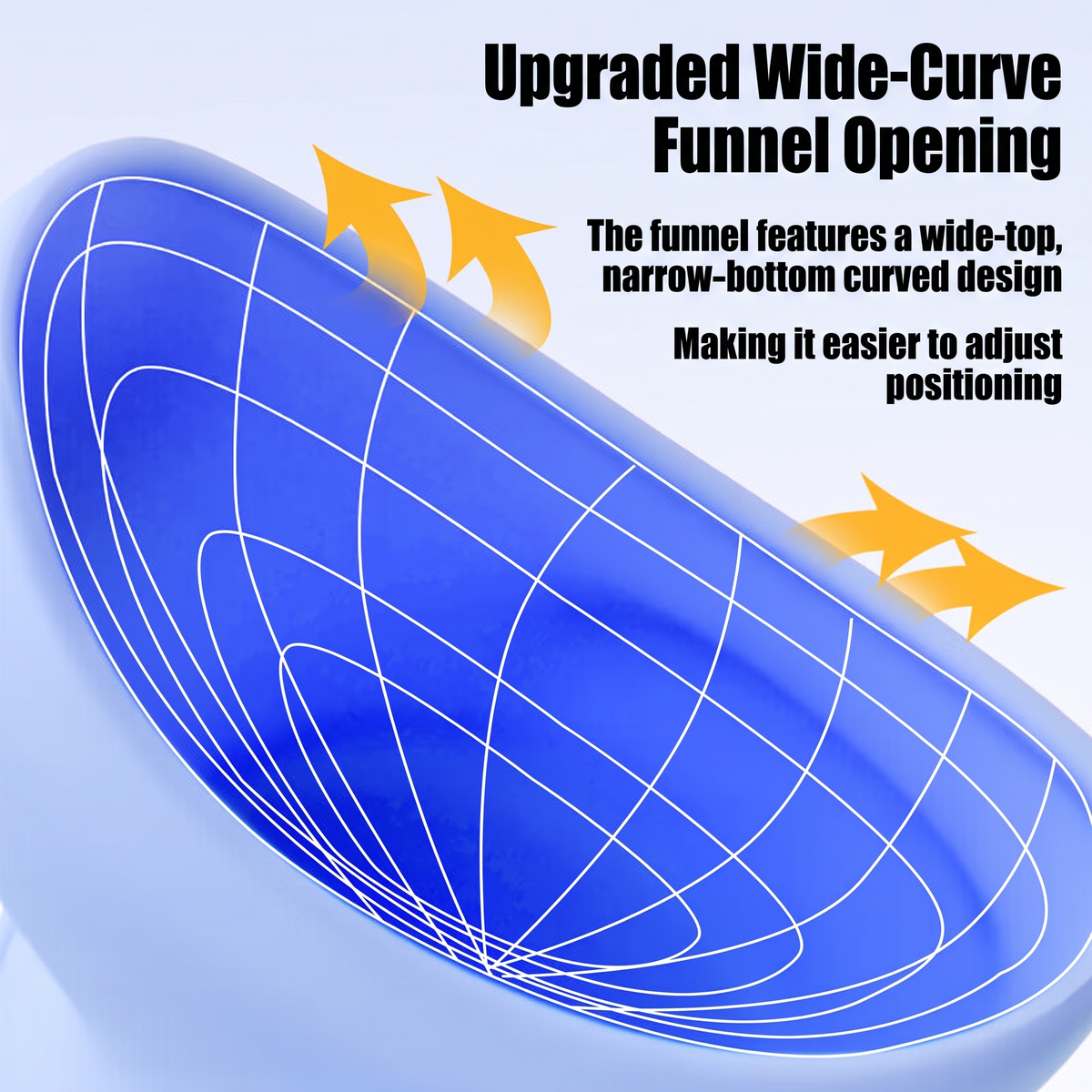 ComfortFit Women's Bedside Urinal, wide-curve funnel design detail